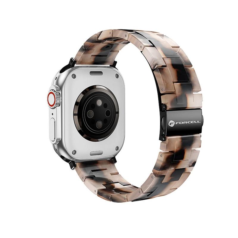 Forcell FA04 Marble Resin Stainless Λουράκι (Apple Watch All Models) (42/44/45/49mm) brown