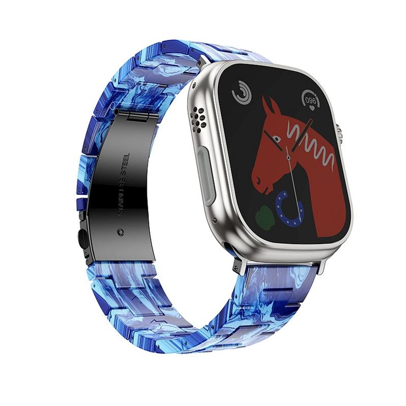 Forcell FA04 Marble Resin Stainless Λουράκι (Apple Watch All Models) (42/44/45/49mm) blue