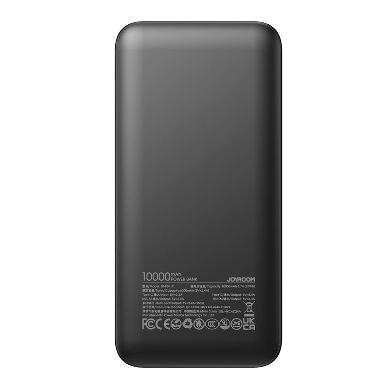 Joyroom JR-PBF12 Power Bank 10000mAh 12W 2xUSB-A 1xType-C (black)