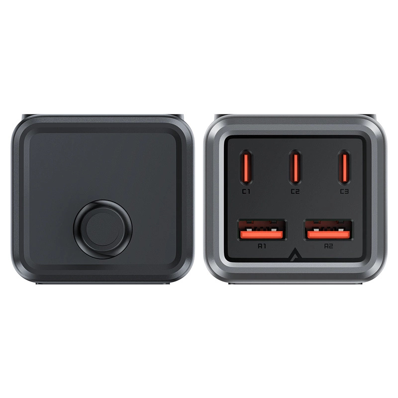 Acefast Z2 GaN 75W PD Wall Charger 3x Type-C / 2x USB-A (black-gray)