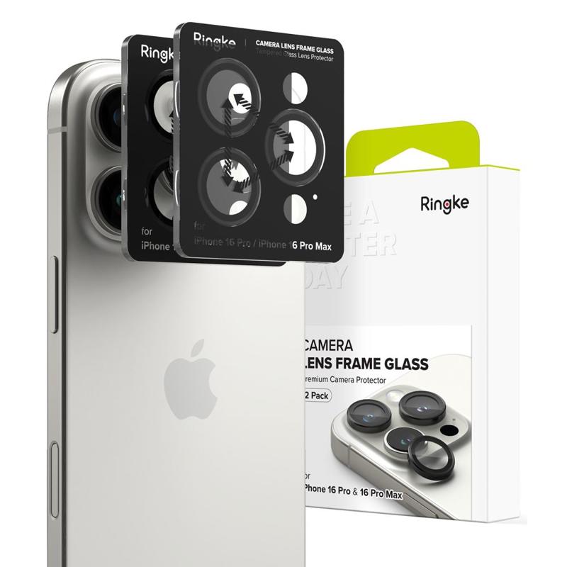 Ringke Camera Frame Lens Protector (x2 Pack) (iPhone 16 Pro / 16 Pro Max) black