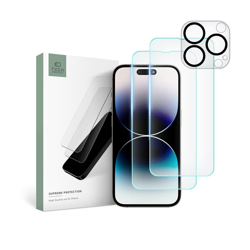 Tech-Protect Supreme Tempered Glass Set 2 / 1 Pack (iPhone 16 Pro) clear