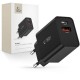 Tech-Protect NC 30W Wall Charger (1x Type-C 1x USB-A) PD QC3.0 (black)