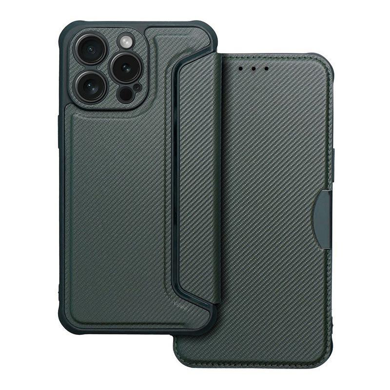 Forcell Razor Carbon Book Cover Case (iPhone 16 Pro) dark green