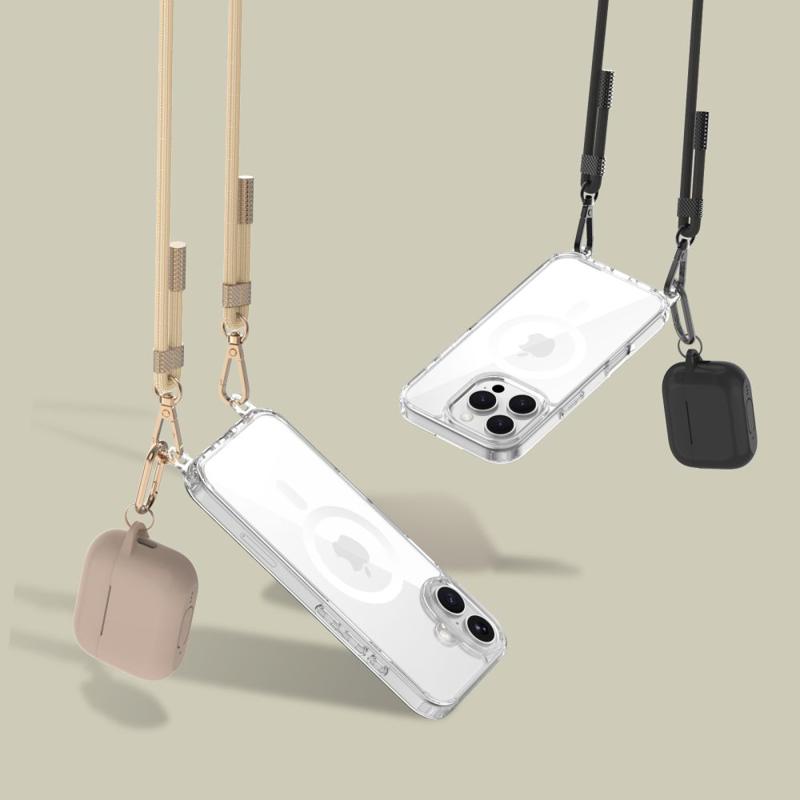Tech-Protect Flexair Chain MagSafe Case με 2 Λουράκια (iPhone 16) black and taupe Tech-Protect Flexair Chain MagSafe Case με 2 Λουράκια (iPhone 16) black and taupe