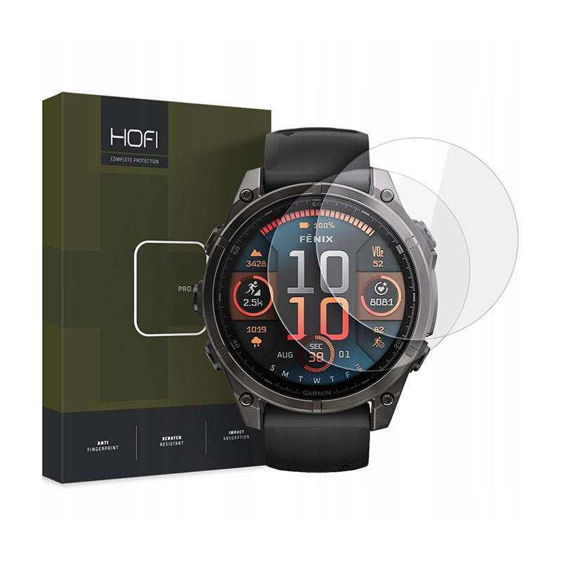 Hofi Glass Pro+ 2x Pack Tempered Glass (Garmin Fenix 8) (51mm) clear