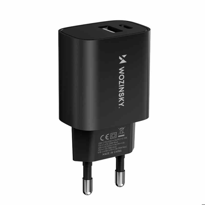 Wozinsky WGWCB Wall Charger USB / Type-C 20W (black)