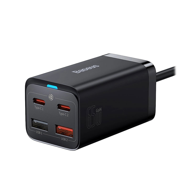 Baseus GaN3 Pro Fast Charger 2x Type-C / 2x USB-A 65W + Type-C / Type-C Cable 1m (black) Baseus GaN3 Pro Fast Charger 2x Type-C / 2x USB-A 65W + Type-C / Type-C Cable 1m (black)
