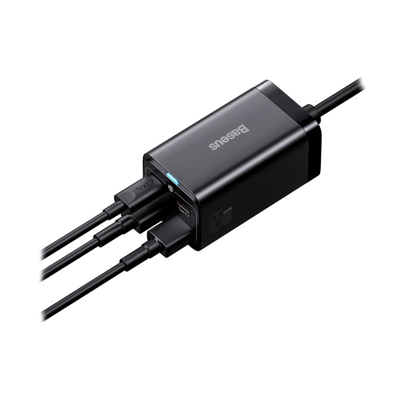 Baseus GaN3 Pro Fast Charger 2x Type-C / 2x USB-A 65W + Type-C / Type-C Cable 1m (black) Baseus GaN3 Pro Fast Charger 2x Type-C / 2x USB-A 65W + Type-C / Type-C Cable 1m (black)