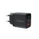 Choetech PD6052 GaN Wall Charger 35W Type-C / USB-A PD with display (black)