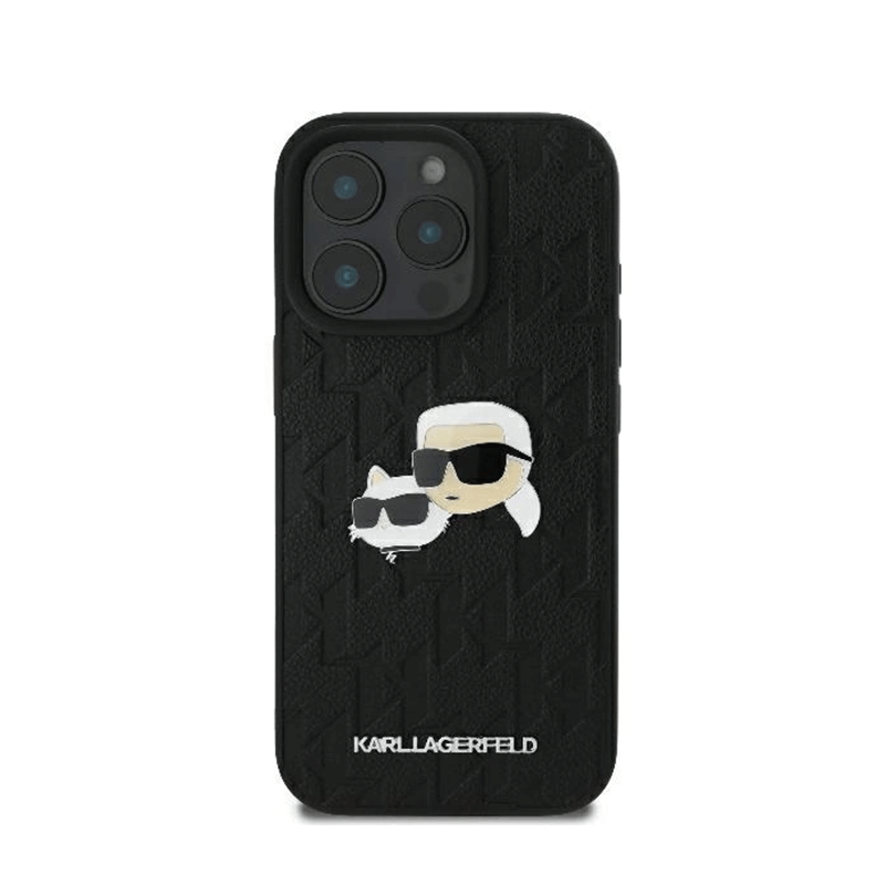 Karl Lagerfeld Monogram Karl & Choupette Head Pin Case (iPhone 16 Pro Max) black