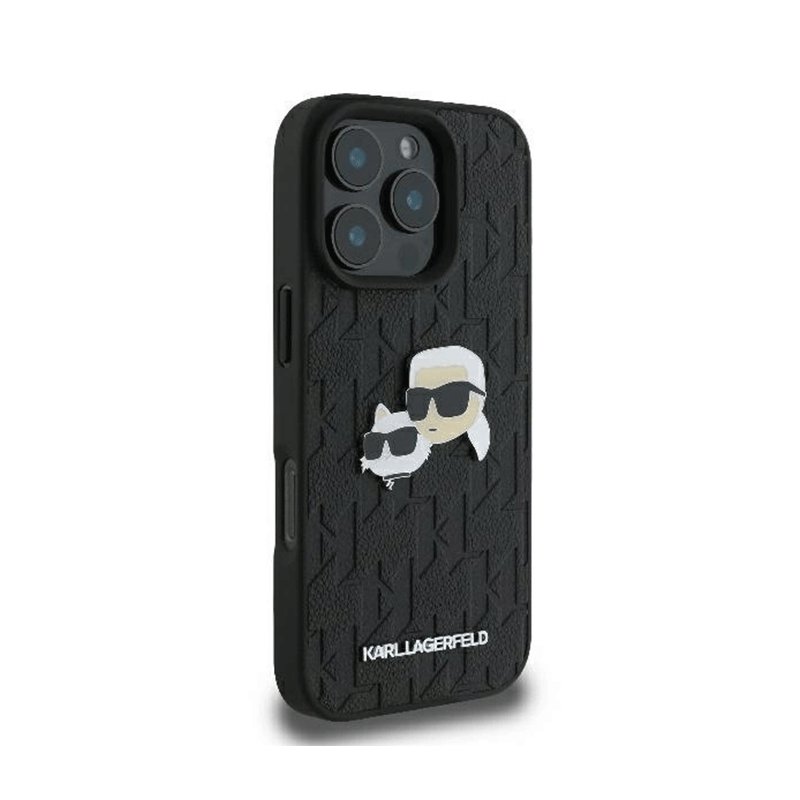 Karl Lagerfeld Monogram Karl & Choupette Head Pin Case (iPhone 16 Pro Max) black