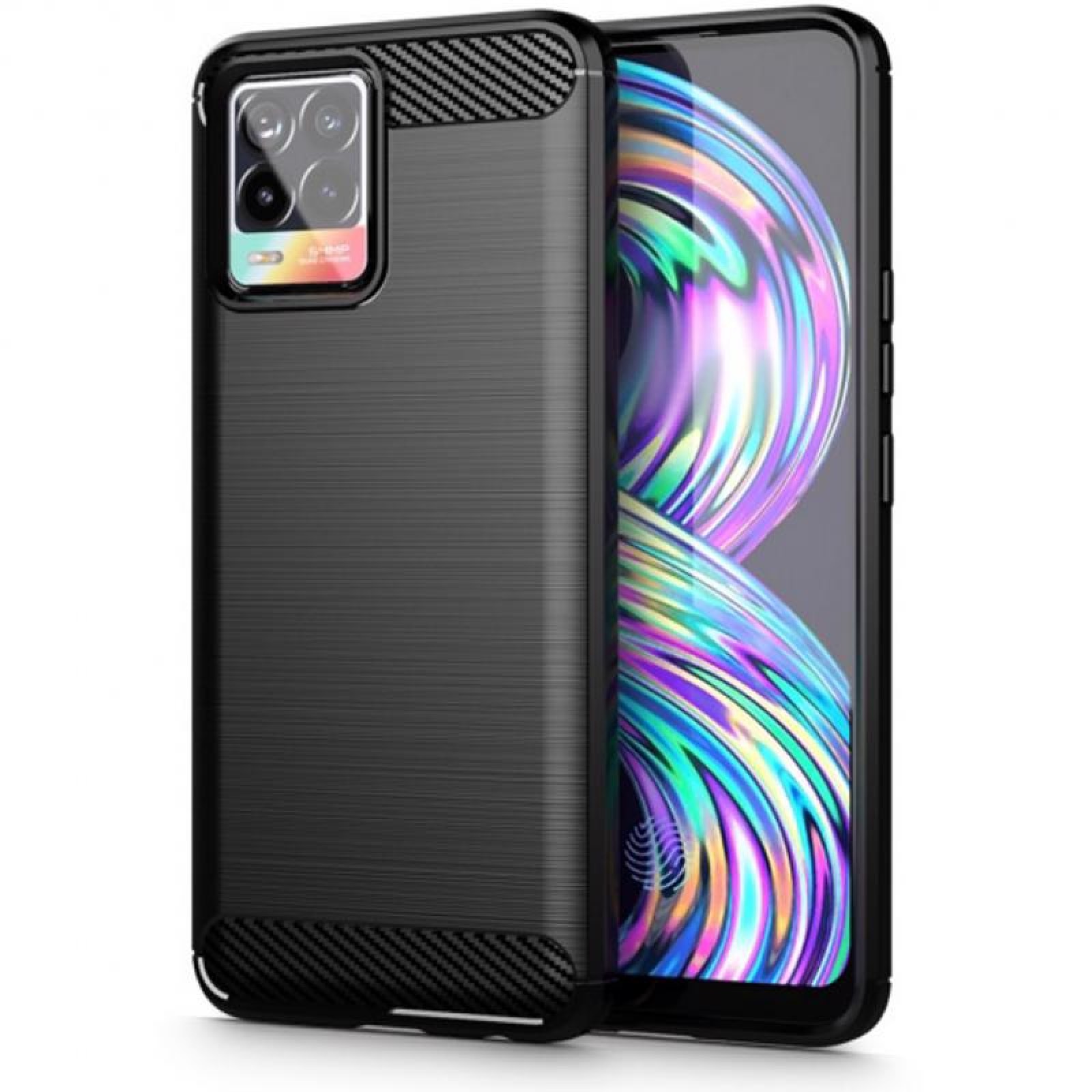 Tech-Protect Carbon Case Back Cover (Realme 8 / 8 Pro) black