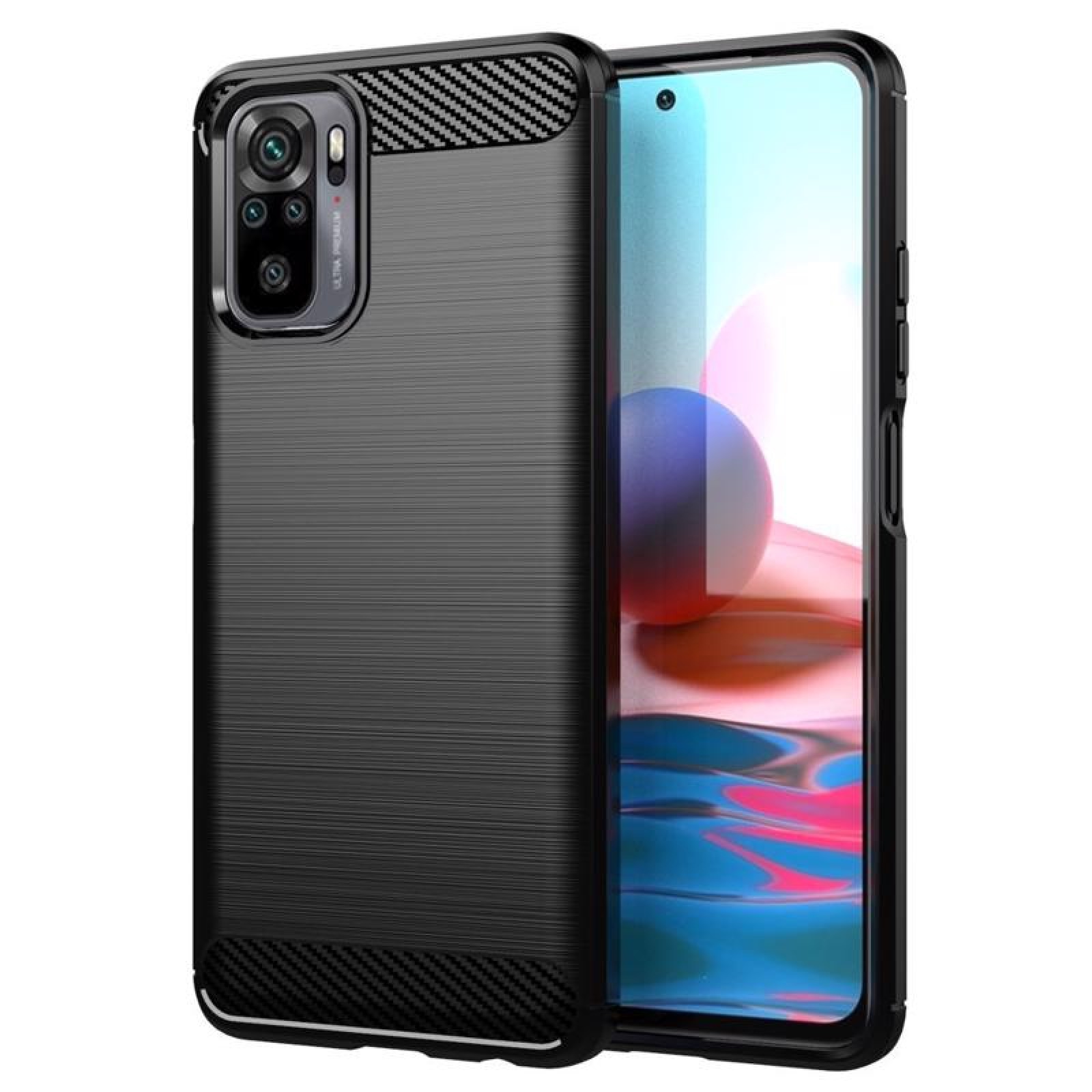 Carbon Case Back Cover (Xiaomi Redmi Note 10 / 10S) black